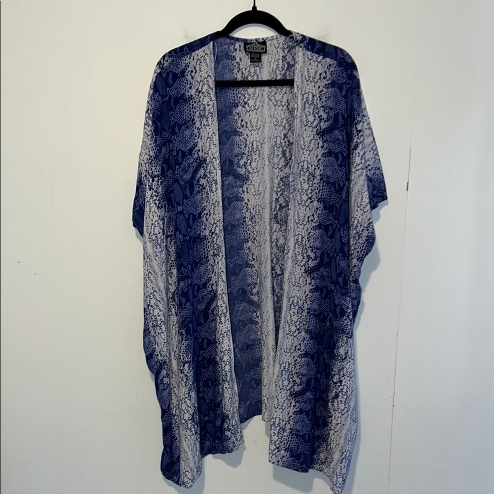 Angie Blue Snake Print Kimono Boho Cover Up T41* 42725